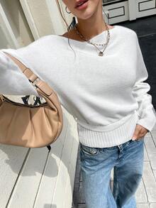 Women's French Casual Daily Sexy Lady Business Office Commute Comfortable Romantic Retro Teacher Solid Color Christmas New Year Knitted Pullover Sweater, Suitable For Daily, Home, Beach, Evening Date, Holiday, Office, Street, Photoshoot, Airport, Travel, Spring, Autumn, Winter