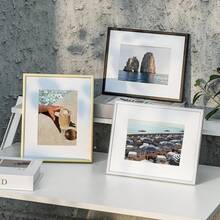 1pc 30x40cm Aluminum Alloy Photo Frame, Metal Frame, A4 Certificate Frame, 8x10 Decorative Frame, Classic Narrow Edge Matte Surface Aluminum Alloy Frame, Gold Poster Frame, Black Home Wall Decor Frame, Suitable As Gift & Artwork Decor, With Stand And Clear Acrylic, Vertical And Horizontal Display - Multicolor - View 2