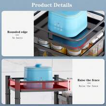 Rollwagen Eckig Mit 4 Ebenen, Küchenwagen Mit 360° Drehbare Räder, Gitterwagen Küchenregal Aus Stahl, Obstwagen - Schwarz - Übersicht 5