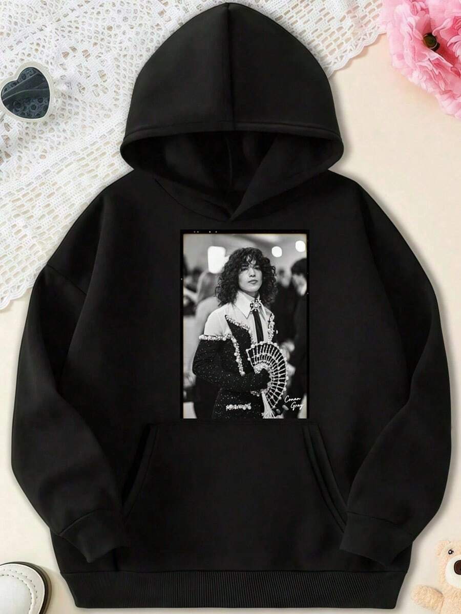 Lace Up Crop Top Gray L Hoodie,Fall Hoodies,Men's Fall Clothes,Street Wear,Halloween,Mens Hoodies,Y2k Clothes,Jesus Hoodie,Thanksgiving Day,Nightmare Before Christmas,Christmas - Black - View 1
