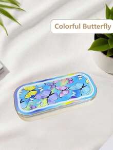 1pc Floral Print Halloween Christmas Tree Animal ABS Plastic Wavy Eyeglass Case, Portable Eyewear Storage Box, Fits Glasses And Various Small Items, Suitable For All Seasons