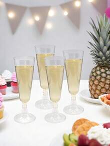 10/25 件 150 毫升/5 盎司香槟杯起泡香槟酒吧杯透明敬酒杯适用于野餐婚礼派对鸡尾酒活动用品和户外庆祝活动优雅且易于清洁，新年和圣诞节。（塑料玻璃-杯蛋糕装饰婚礼装饰周年纪念日） - 彩色 - 查看 20