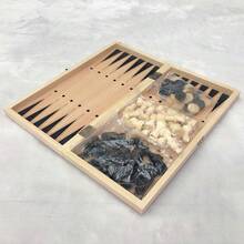 1pc 3-In-1 Wooden International Chess Set, Solid Wood Chess Game, Foldable Portable Competitive Chess Board, Party Game - Multicolor - View 7