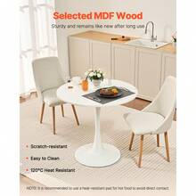 Round Dining Table, 31.5 In Wood Table For 2-4 Person, Modern Circle Furniture, Leisure Coffee Office Tables With Pedestal Base In Tulip Design, For Home Kitchen Living Room, White(Only Table) - White - View 2