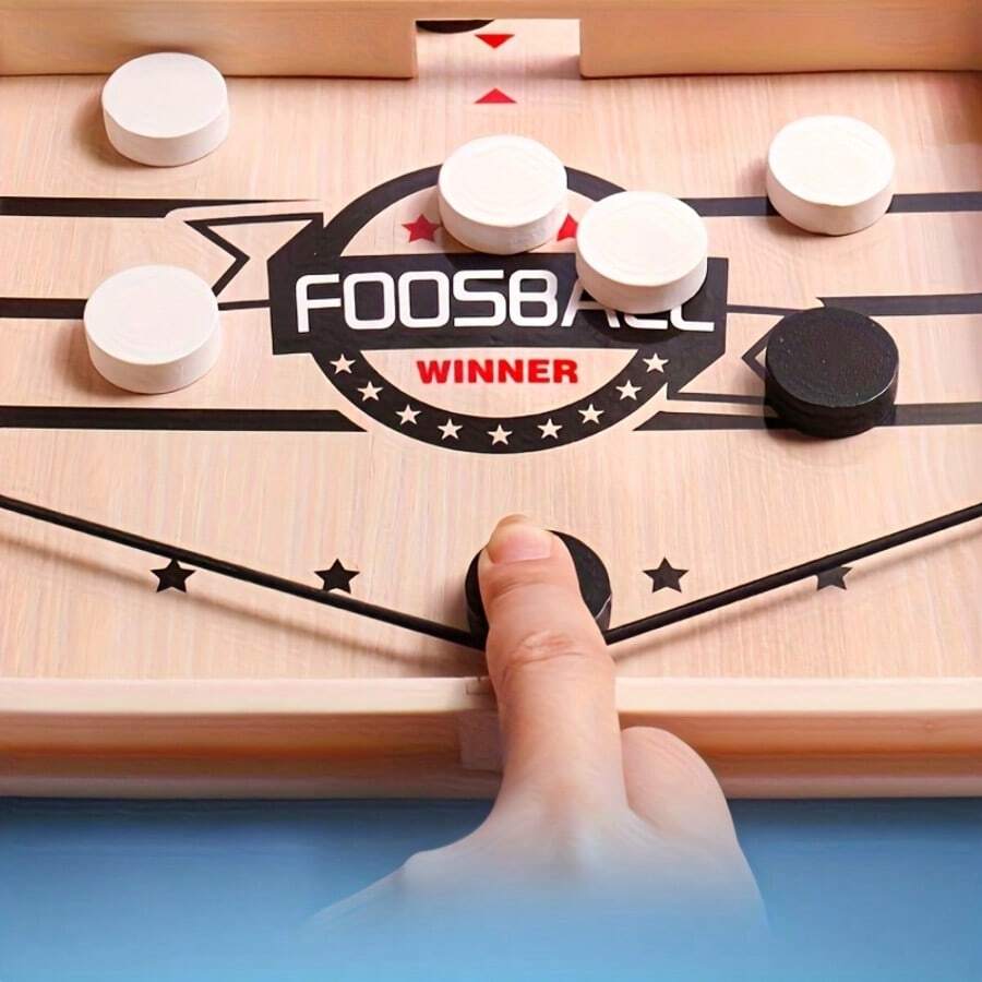 1 件木制桌面快速曲棍球战斗游戏和弹弓曲棍球游戏家庭聚会桌上游戏，非常适合圣诞节和感恩节礼物 - 彩色 - 查看 1