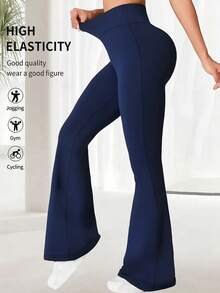 Pantaloni casual leggings in vita alta, pantaloni sportivi estivi a gamba ampia, pantaloni da yoga, corsa e allenamento, con gamba a zampa, lunghezza regolabile, vita elastica, pantaloni da lavoro elasticizzati