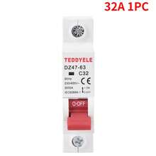 1 pezzo Interruttore automatico monofase 10A/16A/20A/32A/50A/63A, adatto per protezione dell'illuminazione, accessori per installazione elettrica, interruttore automatico per piccoli circuiti, interruttore automatico per uso domestico, scatola interruttori, interruttore intelligente, elettrica, cablaggio domestico, design compatto, struttura durevole, ingegneria di precisione, protettore di circuito, manutenzione professionale, installazione domestica