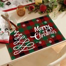 Set de 1/4/6 piese de șervețele imprimate cu tematică de Crăciun, imprimeu modern din fibră de poliester pentru bucătărie/masă, potrivit pentru decorarea de Crăciun în restaurante și bucătării.