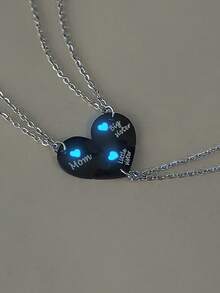 ATLVXJL 3件套夜光情侣/友情不锈钢心形吊坠项链套装，日常休闲及情人节礼物