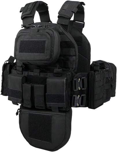 Chaleco de Entrenamiento Táctico con Sistema PALS - Correas Ajustables de Múltiples Bolsillos y Hebilla de Liberación Rápida para Caza