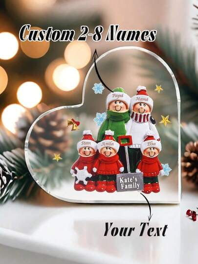 1 pieza Bloque acrílico de Navidad personalizado, regalo de bloque con nombre de familia, placa conmemorativa de imagen, marco de fotos, recuerdo decorativo para el hogar