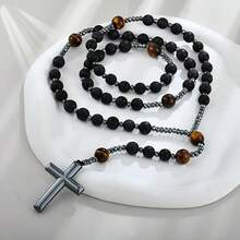 1pc Long Rosary Necklace With Cross Pendant, Women/Men's Necklace, Best Gift, Fashion Accessory