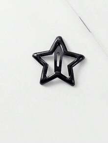 Street 10pcs/Set Women's Red Oil Drop, Star, Waterdrop Pattern Back Head Hair Clips, Suitable For Daily, Home, Commuting And College Outfit Decoration, Simple And Cute Style Claw Clips Hair Claws Hair Barrettes, School Stuff, Hair Accerssories, New Year Glamour, Hair Accessories For Women - 10顆黑色星星 - 查看 11