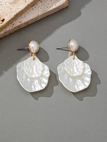 1 Pair Elegant Shell Dangle Earrings, Fashionable & Versatile, Suitable For Women's Daily Wear Or Gift - Multicolor - View 4