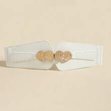 1pc Women's Elastic Waist Belt, Stretchy PU Leather Waist Band Decoration For Dresses, Versatile & Fashionable