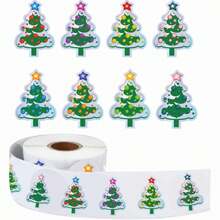Autocollants d'arbre de Noël holographique, autocollants de récompense pour enfants, autocollants de sceau laser