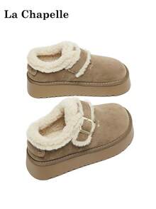 1 Pair La Chapelle Women's Buckle Lace-Up Soft Bottom Casual Sneakers, Low-Top Outdoor Flat Shoes, Round Toe Low Heel Solid Color Elegant Soft Bottom Hiking Shoes Suitable For Students Graduation Photos, Women Low-Top Leather Skateboard Shoes