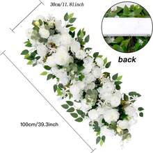 100 سم زهور وردية بيضاء اصطناعية فاخرة، زهور ديكور لحفل الزفاف، مركز طاولة الزفاف وخلفية الجدار والقوس ، ديكور الحفلات والحدائق والخارج