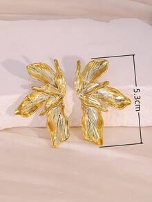2/10pcs Symmetric Floral Petal Stud Earrings Set, Gold Plated, Suitable For Daily Wear And Gift For Family/Friends