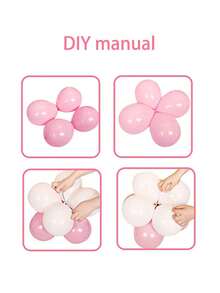 53pcs/Set Dreamy Sweet Princess Style Birthday Party Decorations, 40-Inch Pink Number 0-9 Birthday Party Balloons, 18-Inch Iridescent Star Shaped Transparent Balloons, Mini Crown Balloons, 10-Inch Light Pink And Light Green Latex Balloons, Pink Bow Balloons - Multicolor - View 9