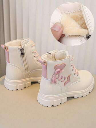 1 par New Heart And Bow Clover Design Girl Boots