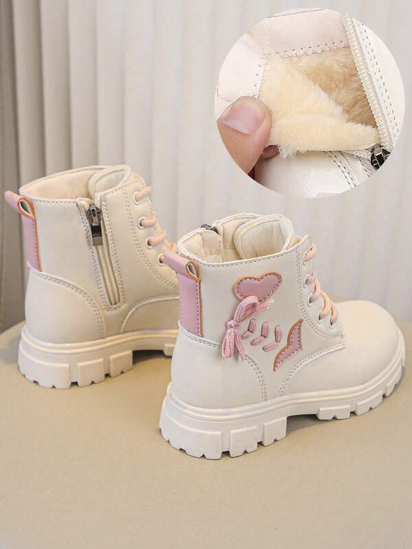 1pair New Heart And Bow Clover Design Girls Boots