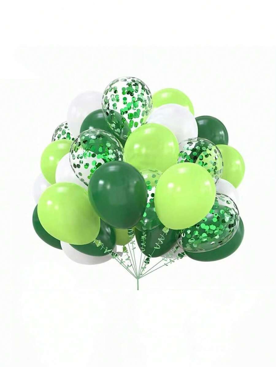40 Stücke/Set Lebendige Dschungel Grüne Konfetti Ballons - Gefüllt mit buntem Konfetti, perfekt für Kinderfeste, Hochzeiten und Feiern - Enthält 1 Set grüner & weißer Ballons und mehrfarbiges Konfetti, bringt ultimativen Spaß und Überraschung, Geburtstags- und Feiertagsparty Deko Ballons, Baby-Duschen, Innen- und Außendekoration, Abschlussfeiern, Jubiläen, Themenfeiern.