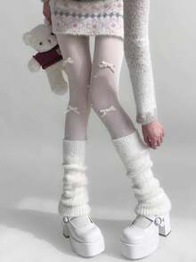 1双蓬松羽毛针织腿套，厚实宽松款，Y2K风格可爱腿套，可作手套使用，秋冬季保暖舒适 - 彩色 - 查看 7