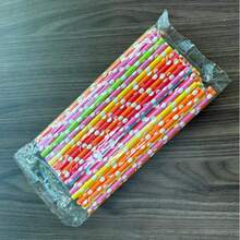 100 6x197mm Mixed Color White Polka Dot Disposable Paper Straws, Thick And Odorless, Suitable For Festivals/Parties/Gatherings/Weddings/Birthday Parties, And Can Also Be Used To Make Handmade Works For Children/Students