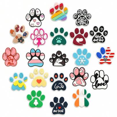 21 buc colorate urme de câini seria brelocuri pentru pantofi pentru saboți pantofi decorare DIY calitate premium brelocuri populare accesorii sandale cu bule, decorațiuni pentru pantofi din PVC accesorii pentru genți de plajă cadou excelent pentru adolescenți bărbați femei și adulți