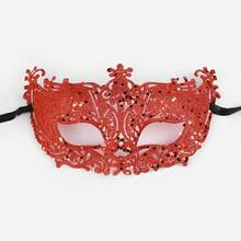 1 mặt nạ hóa trang Halloween cổ điển ren đen, mặt phẳng, bột vàng, hoa văn Venice, mặt nạ che mắt - màu đen - Xem 6