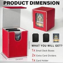 Magnetic Card Deck Box For TCG Storage, Holds 100 Double-Sleeved Cards - Red & White - View 9