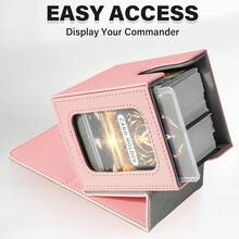 Magnetic Card Deck Box For TCG Storage, Holds 100 Double-Sleeved Cards - Pink & Gray - View 10