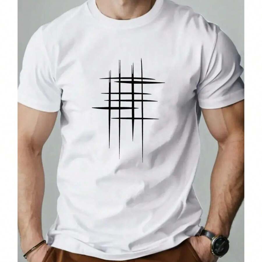 Men's 30.1 Classic Short Sleeve T-Shirt 100% Cotton Printed Blouse New Premium Mesh - trắng - Xem 1