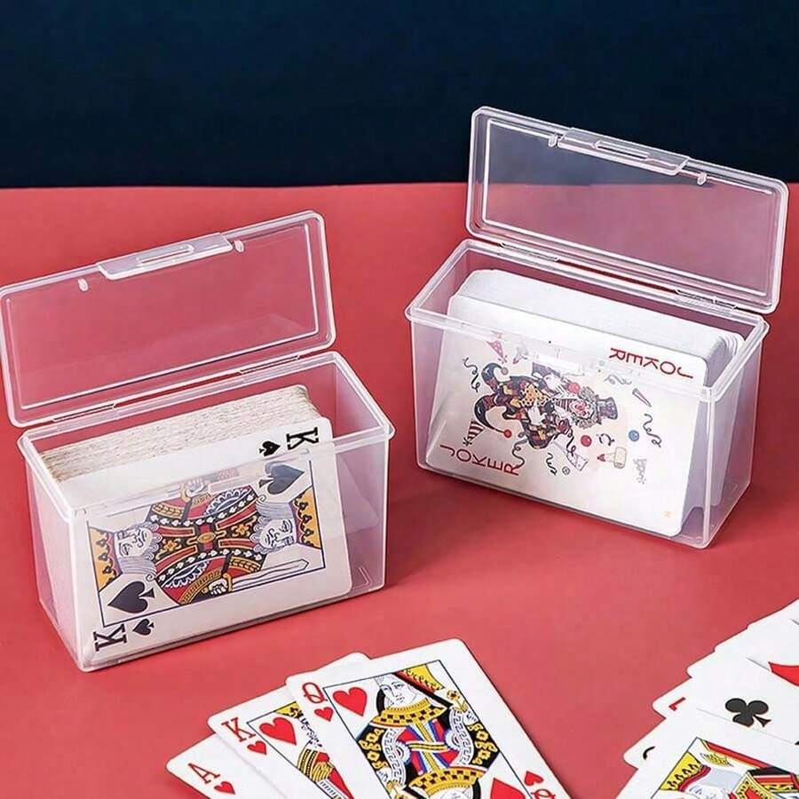 1pcs Transparent Card Storage Box, Clear Poker Container, Board Game Deck Box, Home Drawer Organizer Storage Box, Organizing Tool - Clear - View 1