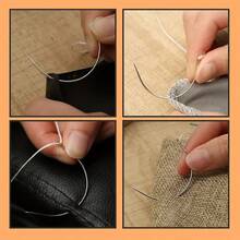 21pcs Household Sewing Needle & Thread Kit, Includes 20pcs 3-Inch Curved Needles And 1 Roll Of Thread, With Plastic Transparent Box, Suitable For Leather, Canvas, Carpet Repair, Wig Sewing, Handmade DIY Knitting And Crafts, Pointed Tip For Precise Stitching And Weaving - Multicolor - View 3