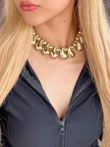 1pc Large Water Drop Bead Necklace, Bohemian Vintage Geometric Design, Handmade Textured Big Bead Necklace For Women, Versatile Accessory Suitable For Beach, Travel, Festivals