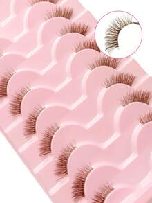 10 paia di ciglia finte con banda trasparente, ciglia marroni a forma di occhio di gatto, ciglia finte corte e morbide in 3D in finta pelliccia di visone, naturali e morbide per il trucco