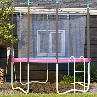 SOOZIER 8FT Trampoline Spring Cover, Trampoline Pad Replacement, Waterproof And Tear-Resistant, All-Weather Trampoline Accessories, Pink