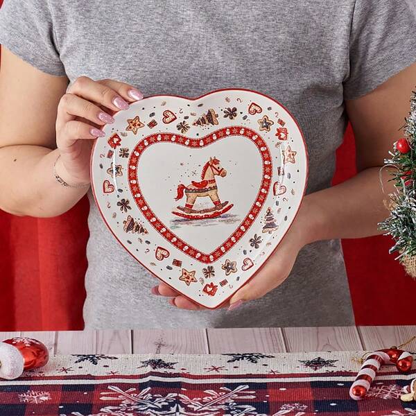 1 zestaw talerzy sałatkowych w kształcie choinki, przystawek, naczyń obiadowych, ceramicznych, zmywarki, zestaw talerzy w kształcie choinki i serduszek, biało-czerwono-zielonych, idealnych na spotkania towarzyskie, przyjęcia, dania świąteczne, zestaw ceramicznych talerzy o średnicy 6 lub 8 cali, przystawki, świąteczne smakołyki, małe talerze obiadowe, ceramiczne talerze, klasyczne świąteczne naczynia do serwowania w kuchni - do mikrofalówki i zmywarki