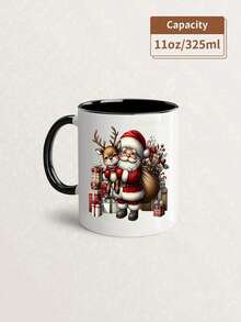 1 pieza Taza de cerámica de 11 onzas con diseño de Papá Noel, taza linda con muñeco de nieve, opción perfecta para regalos de Navidad, taza de té para amantes del café, regalos de Acción de Gracias y cumpleaños, regalos para fiestas navideñas, decoraciones de otoño, recipientes para bebidas calientes y frías en invierno, reutilizable, suministros de cocina ideales, ¡regalos multifuncionales para el Día de San Valentín y bodas! - Multicolor - Ver 12