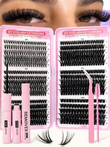 392/570/640/800 件 戏剧性 C 卷 8-16 毫米混合 DIY 睫毛延长套装 DIY 下睫毛睫毛书大容量柔软个人簇睫毛打造蓬松自然圣诞礼物新款纤细蝴蝶元素粉色底卡在家看持久 DIY 睫毛胶水、DIY 胶水去除剂、DIY 睫毛镊子睫毛簇套装、睫毛、睫毛、假睫毛