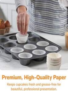 500pcs/100pcs White Paper Cupcake Liners, Baking Cupcake Cups, Paper Muffin Cups, Suitable For Wedding, Birthday, Valentine's Day, Christmas, Family Gathering