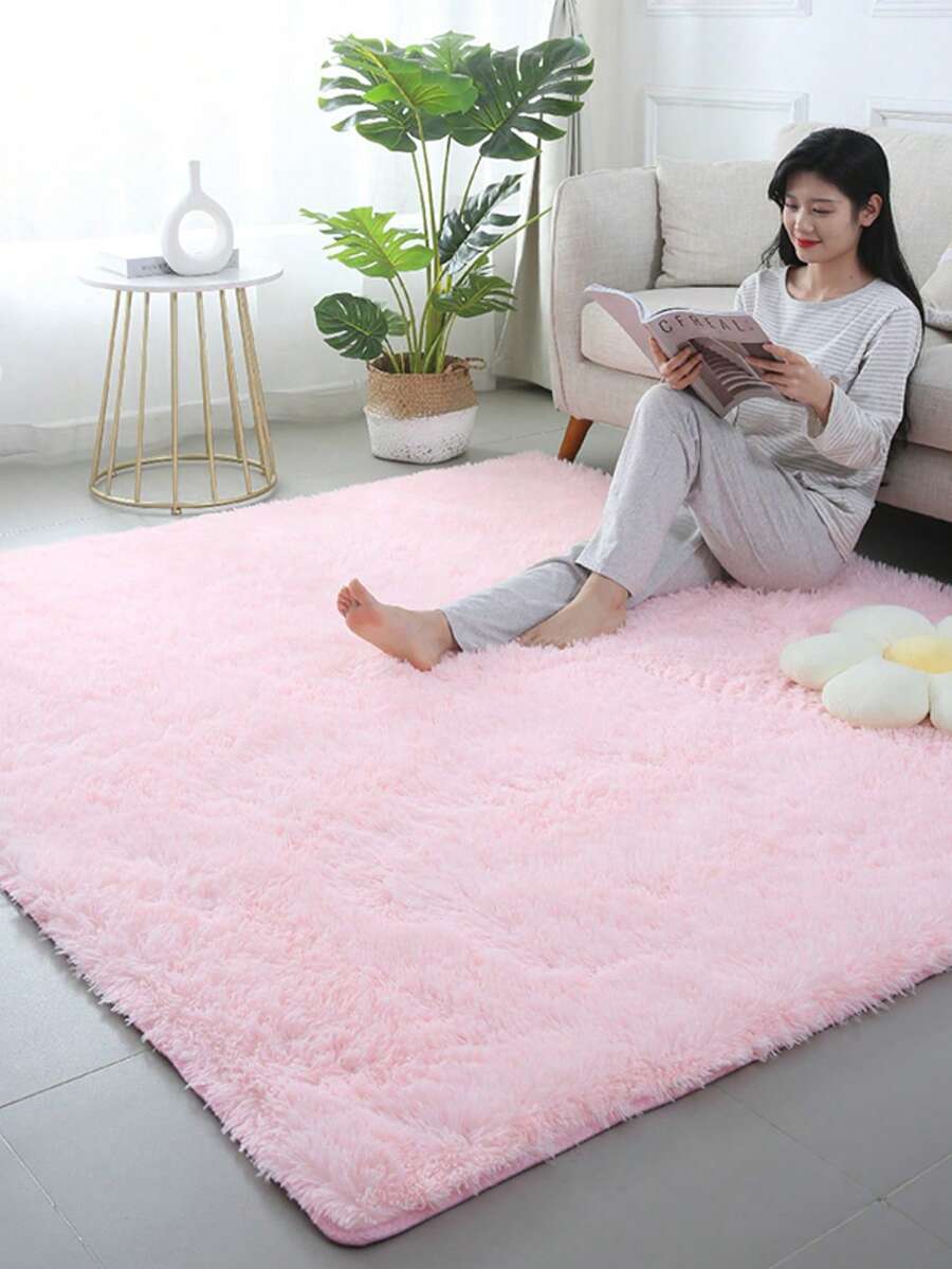 Alfombra de felpa, moderna, suave, agradable para la piel, fácil de limpiar, se puede utilizar en dormitorios y salas de estar para hacer que su hogar sea más hermoso. - Rosa - Ver 1