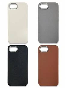 4-Pack Luxury Leather Texture Phone Cases, Compatible With IPhone & Galaxy, Black, Grey, Brown, Beige - Multicolor - View 56