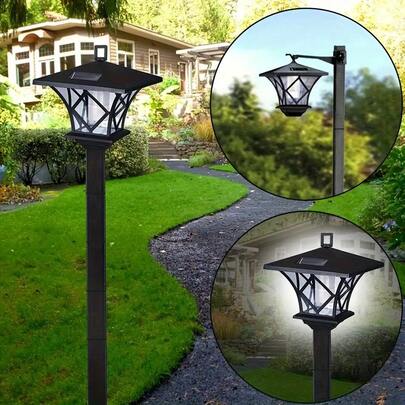 2-Pack 59-Inch Solar Lamp Posts, Outdoor Solar Lighting, Vintage Black Pole Lights, Solar-Powered Lights, Suitable For Driveways, Yards, Gardens, Lawns, Backyards And Pathways
