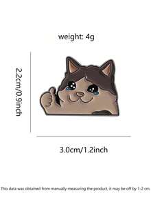 1PC Happy Crying Thumbs-Up Cat Enamel Pin, Cute Animal Badges - 彩色 - 查看 2