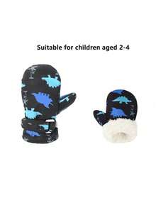 Nuovi guanti da sci per bambini - Tessuto impermeabile e ad asciugatura rapida, imbottitura termica per autunno e inverno, guanti spessi adatti per bambini da 2 a 4 anni, con stampa a cartoni animati