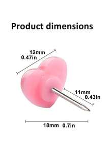 100pcs Multicolor Heart Shape Push Pins, Thumb Tacks,Suitable For Cork Board,Wall Hanging, Bulletin Board, Christmas Decoration, Holiday Gifts, Valentine's Day Gifts