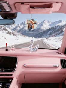 1pc Custom Acrylic Car Ornament - Personalized Photo And Name Car Mirror Decoration, Romantic Couple Gift For Valentine's Day, Anniversary, Wedding - Durable Car Accessory.